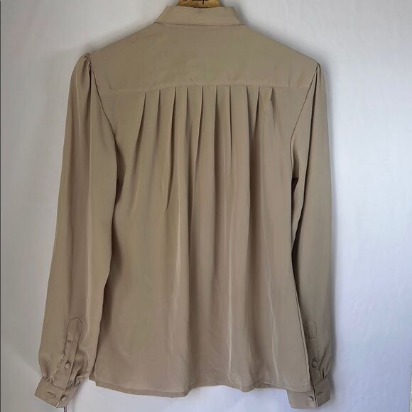 Vintage Jean de Pierre Tan Long Sleeve Pleated Blouse Size 10 NWT Deadstock 1980 - Picture 8 of 9
